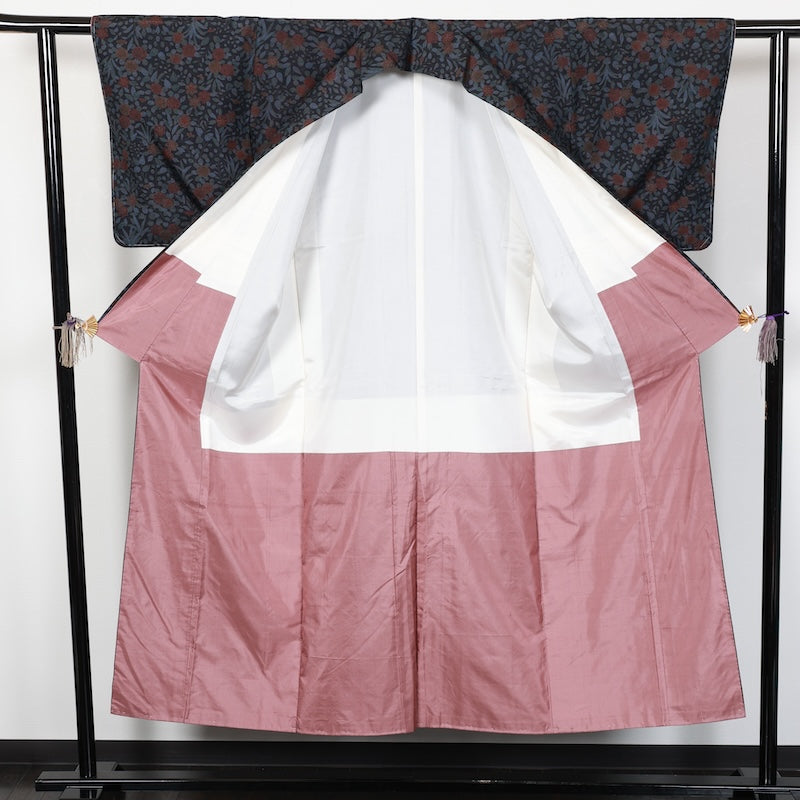 Japanese kimono used <tsumugi>-size S silk 100% silk /T58