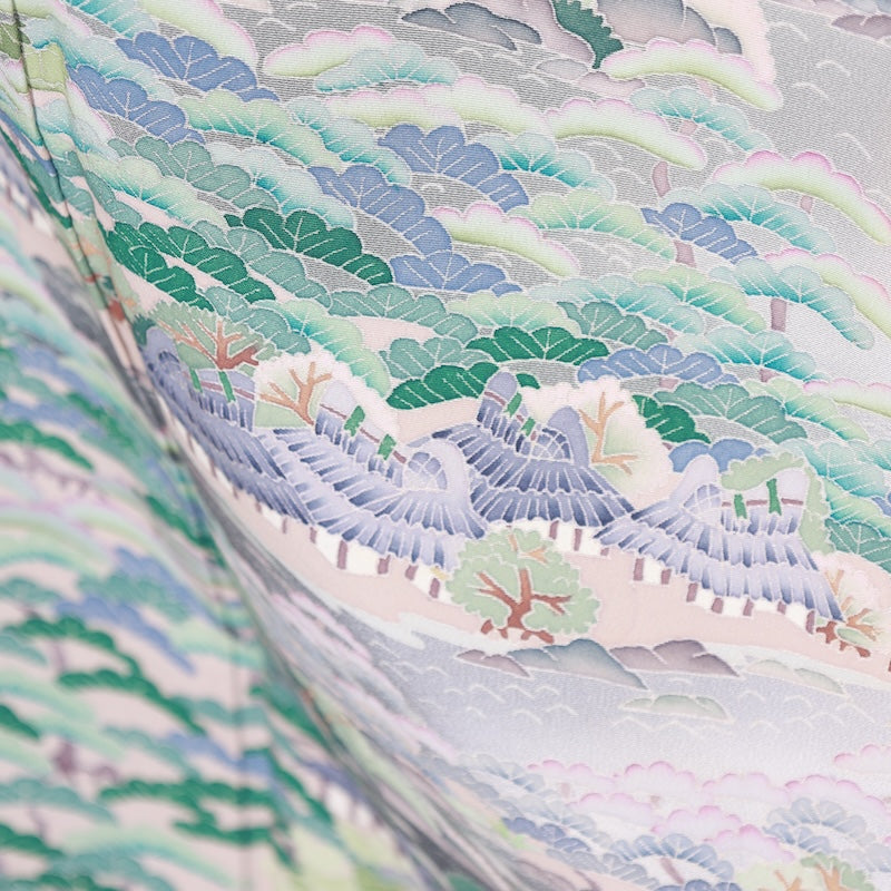 Japanese kimono used <irotome>-size S silk 100% silk /T59