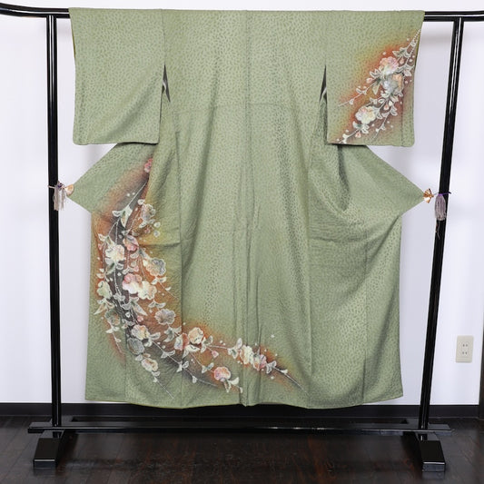 Japanese kimono used <houmongi>-size L silk 100% silk /T60