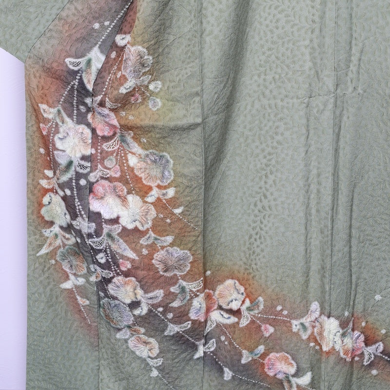 Japanese kimono used <houmongi>-size L silk 100% silk /T60