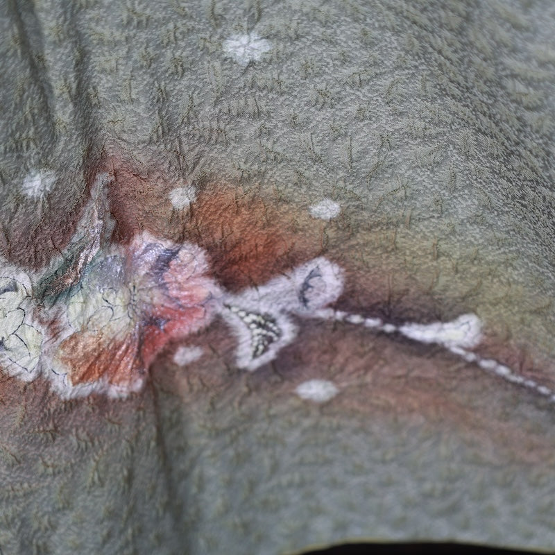 Japanese kimono used <houmongi>-size L silk 100% silk /T60