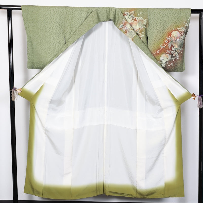 Japanese kimono used <houmongi>-size L silk 100% silk /T60