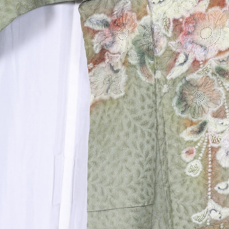 Japanese kimono used <houmongi>-size L silk 100% silk /T60