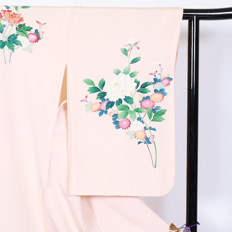 Japanese kimono used <houmongi>-size L silk 100% silk /T61