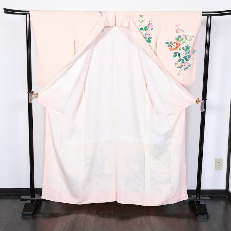 Japanese kimono used <houmongi>-size L silk 100% silk /T61