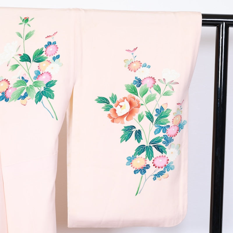 Japanese kimono used <houmongi>-size L silk 100% silk /T61