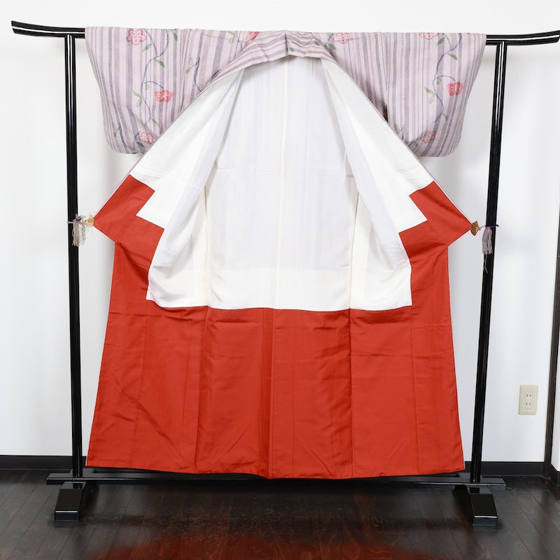 Japanese kimono used <tsumugi>-size M silk 100% silk /T62