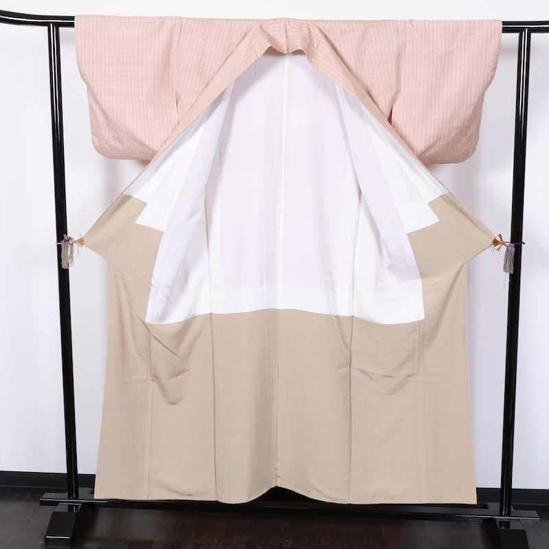 Japanese kimono used <tsmugi>-size M silk 100% silk /T65