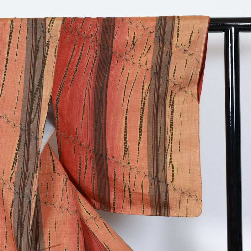 apanese kimono New<tsumugi>-size L silk 100% silk /T68