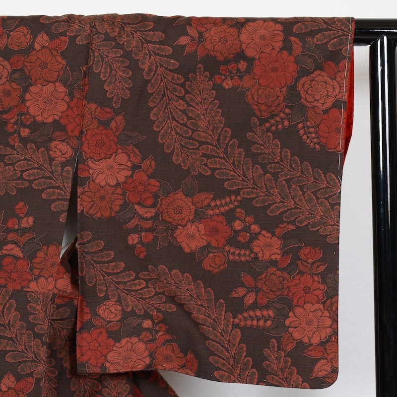 Japanese kimono New <tsumugi>-size L silk 100% silk /T69