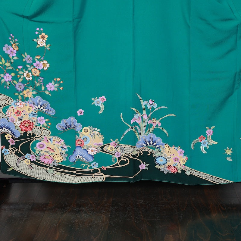 Japanese kimono used <houmongi>-size L silk 100% silk /T75