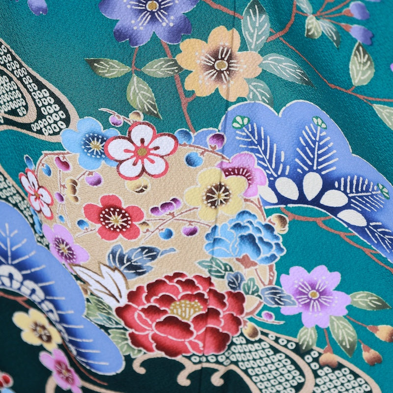 Japanese kimono used <houmongi>-size L silk 100% silk /T75