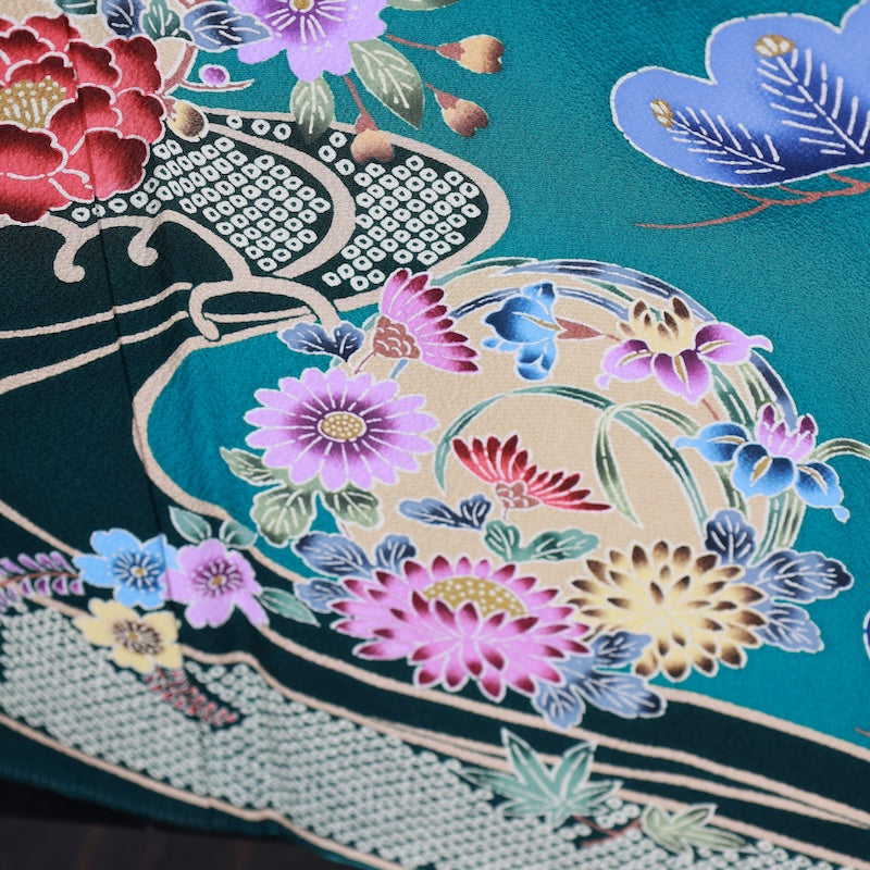 Japanese kimono used <houmongi>-size L silk 100% silk /T75