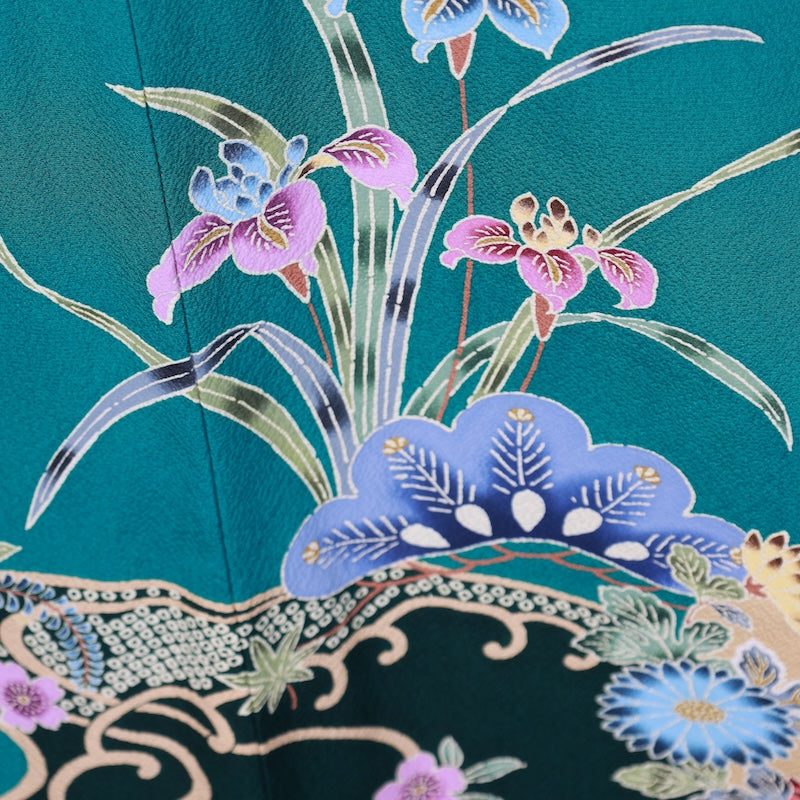 Japanese kimono used <houmongi>-size L silk 100% silk /T75