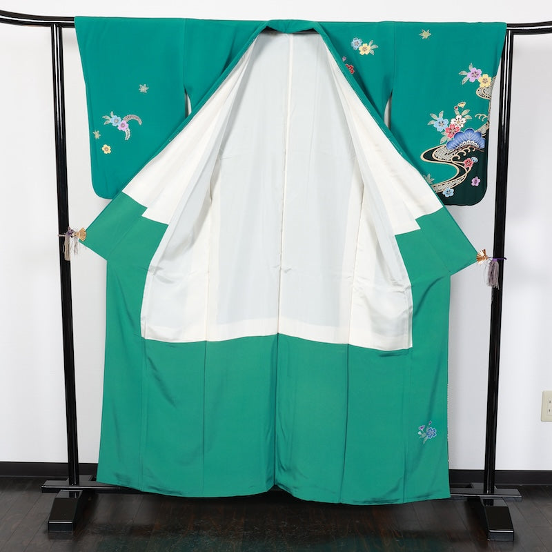 Japanese kimono used <houmongi>-size L silk 100% silk /T75