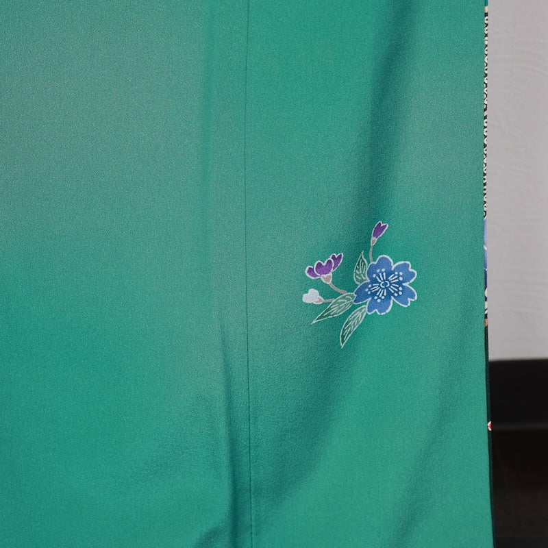 Japanese kimono used <houmongi>-size L silk 100% silk /T75
