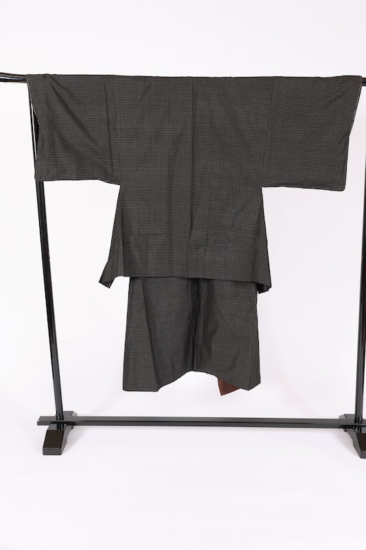 Japanese Men's kimono,haori 2piece set Unused Lsize silk 100% /T686