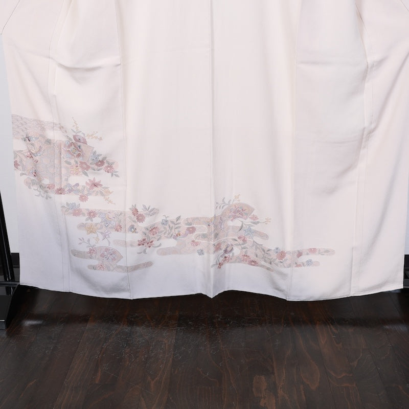 Japanese kimono used <houmongi>-size L silk 100% silk /T72
