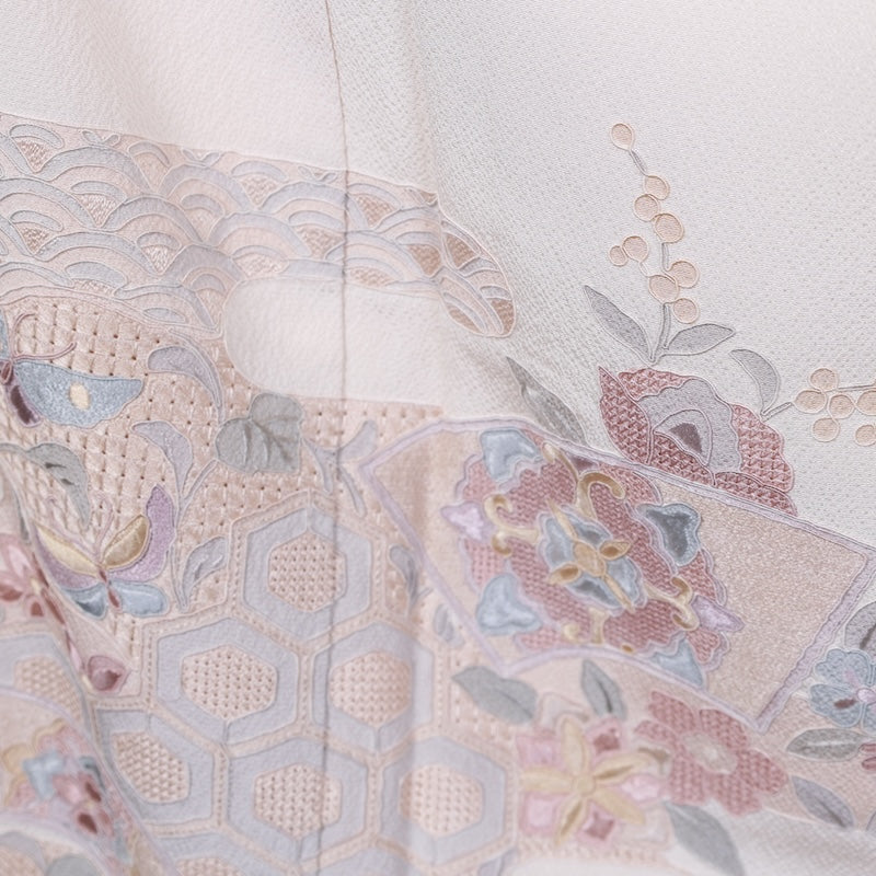 Japanese kimono used <houmongi>-size L silk 100% silk /T72