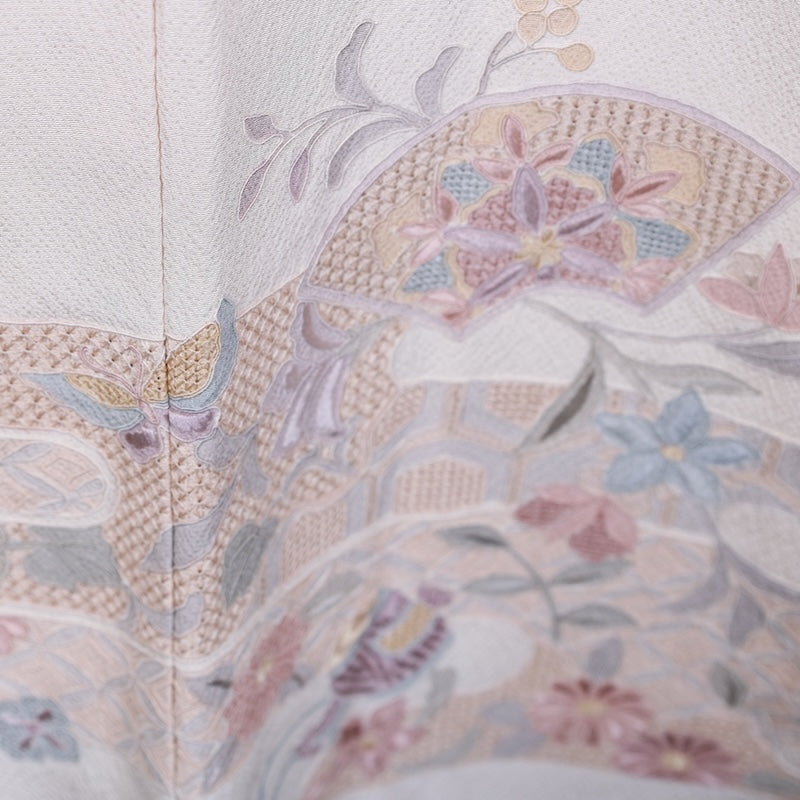 Japanese kimono used <houmongi>-size L silk 100% silk /T72