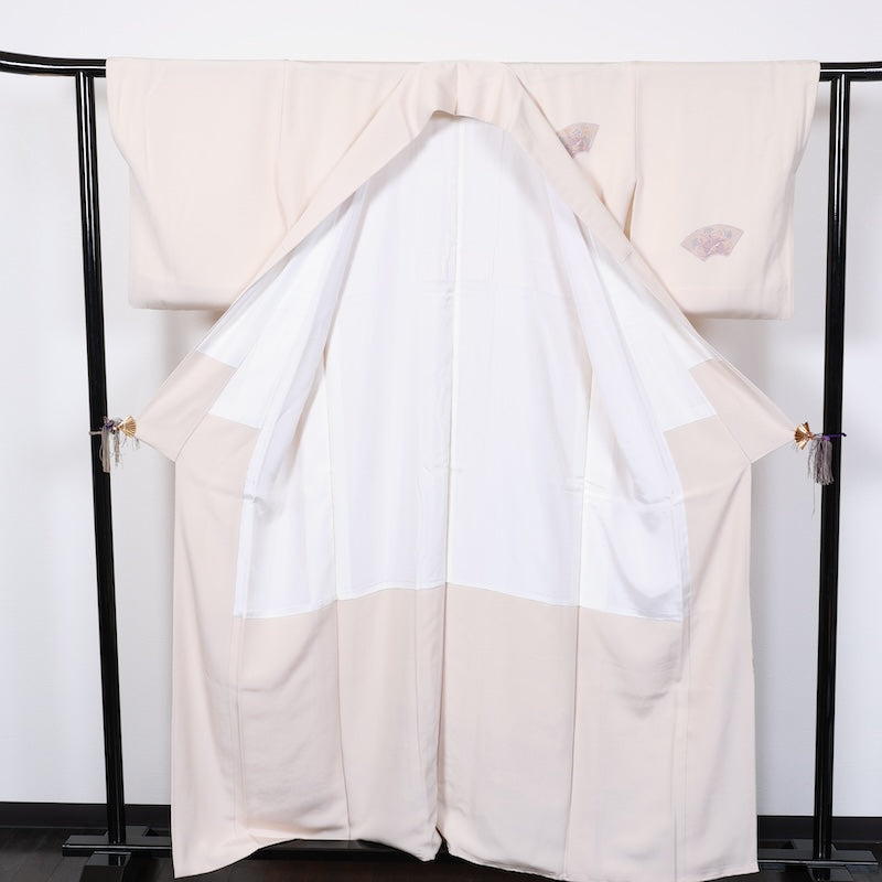 Japanese kimono used <houmongi>-size L silk 100% silk /T72