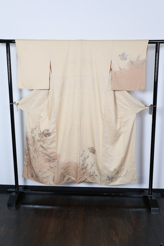 Houmongi kimono cream color gold silver pre-owned /R569