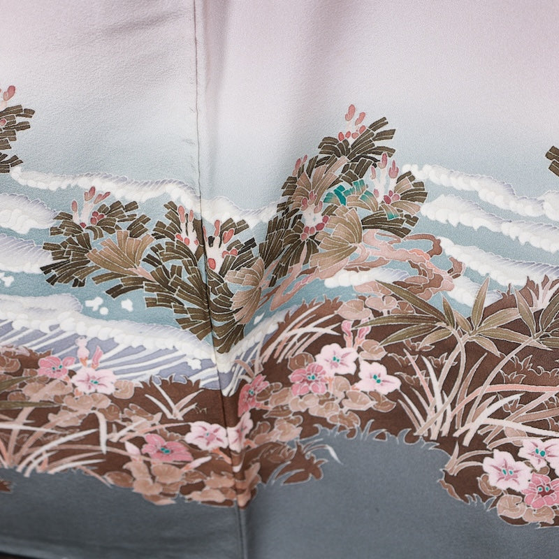 Japanese kimono used <irotome>-size M silk 100% silk /T76