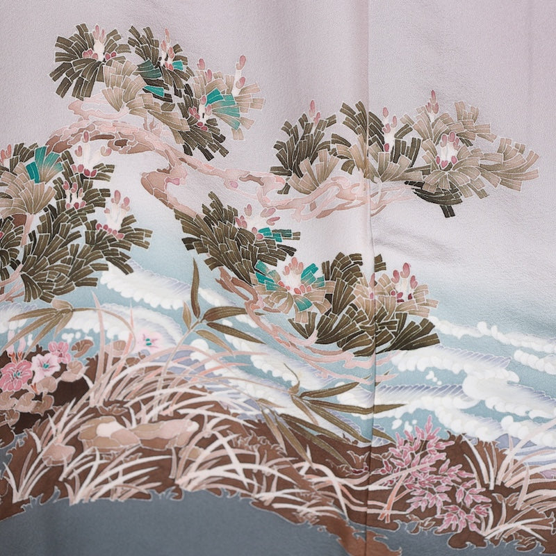 Japanese kimono used <irotome>-size M silk 100% silk /T76