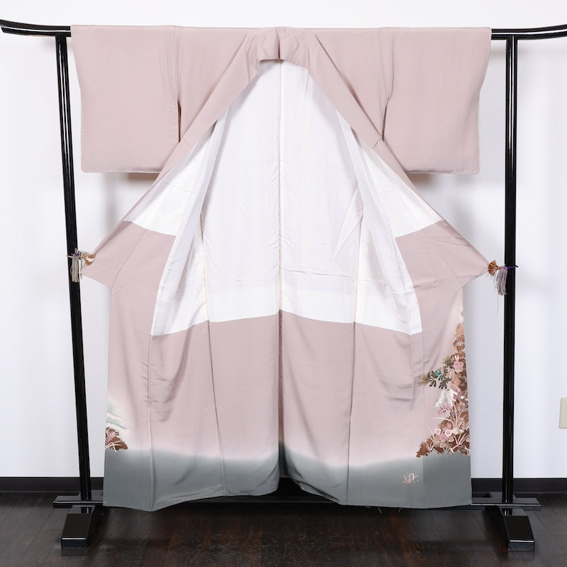 Japanese kimono used <irotome>-size M silk 100% silk /T76