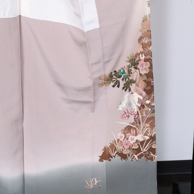 Japanese kimono used <irotome>-size M silk 100% silk /T76