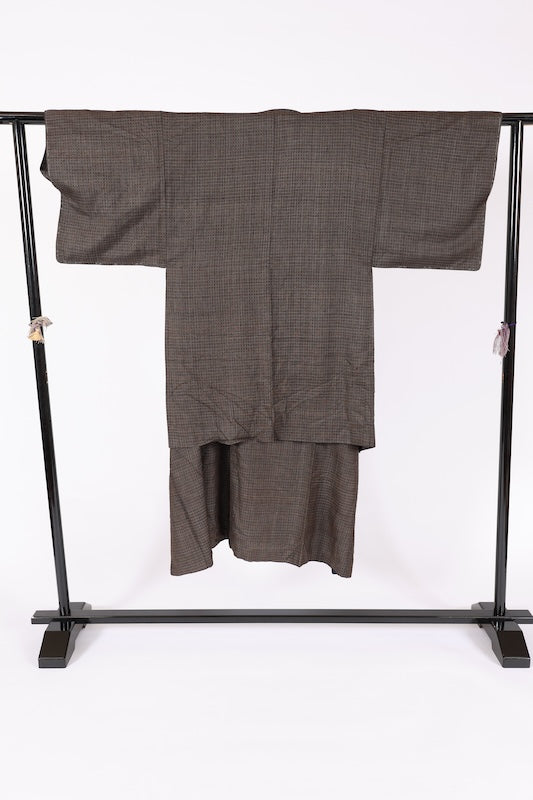 Japanese Men's kimono,haori 2piece set used Lsize silk 100% /T683