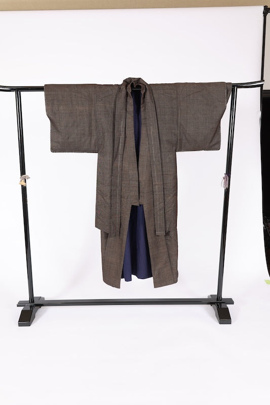 Japanese Men's kimono,haori 2piece set used Lsize silk 100% /T683