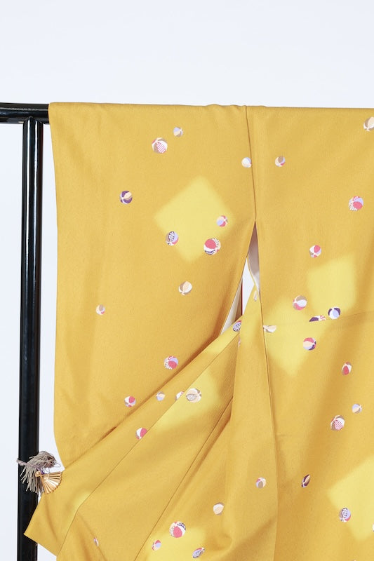Japanese kimono used <Komon> Lsize polyester /T681