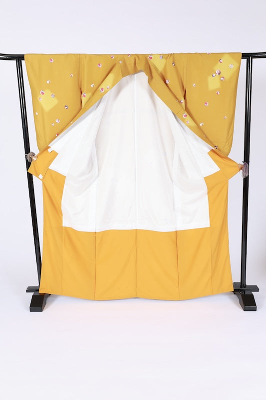 Japanese kimono used <Komon> Lsize polyester /T681