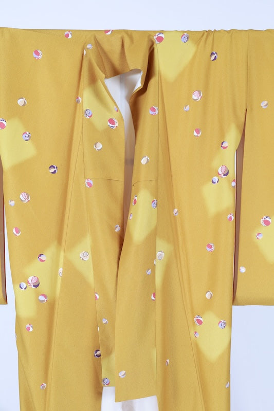 Japanese kimono used <Komon> Lsize polyester /T681