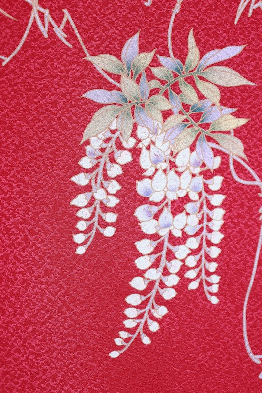 Japanese kimono used <Iromuzi> Lsize polyester /T678