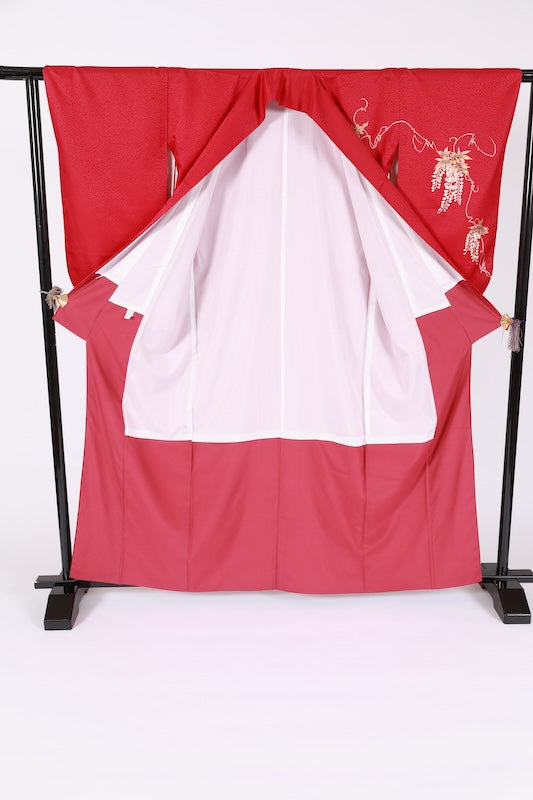 Japanese kimono used <Iromuzi> Lsize polyester /T678