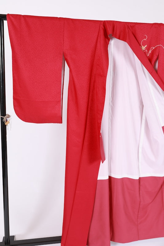 Japanese kimono used <Iromuzi> Lsize polyester /T678