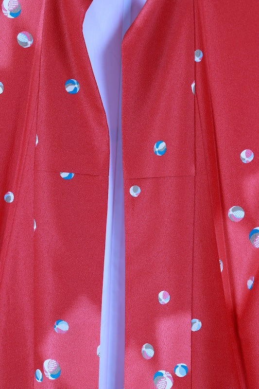 Japanese kimono used <komon> Lsize polyester /T677