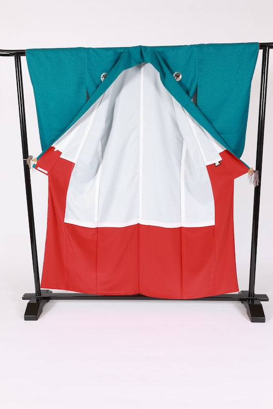 Japanese kimono used <Iromuzi> Msize polyester /T676