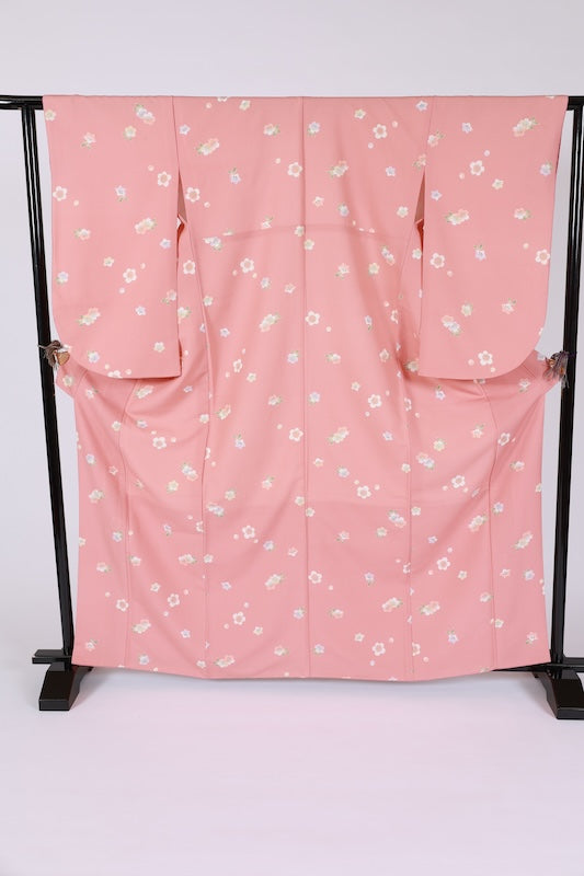 Japanese kimono used <Komon> Lsize polyester /T674