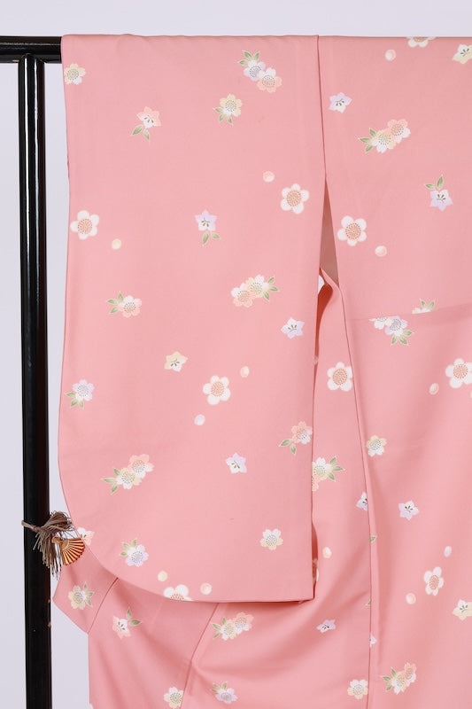 Japanese kimono used <Komon> Lsize polyester /T674