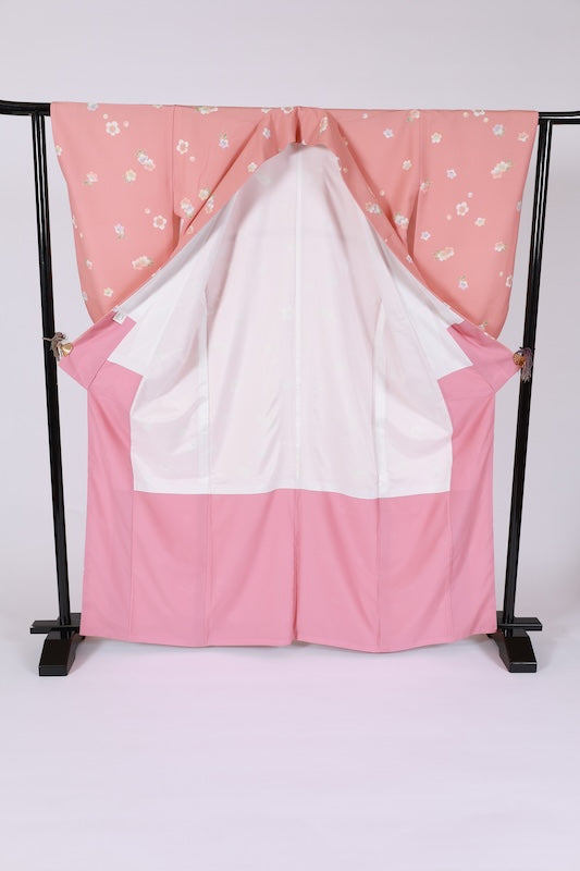 Japanese kimono used <Komon> Lsize polyester /T674