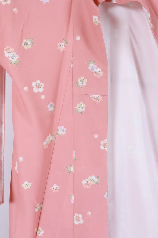 Japanese kimono used <Komon> Lsize polyester /T674