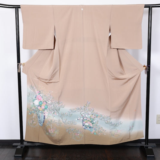 Japanese kimono used <irotome>-size M silk 100% silk /T93