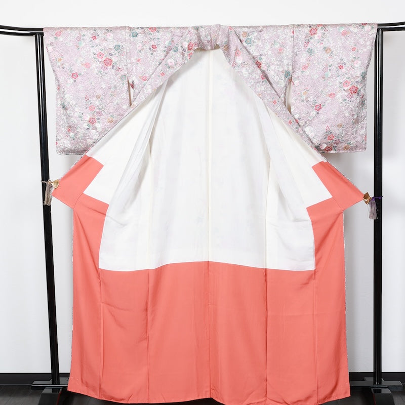 Japanese kimono New <komon>-size L silk 100% silk /T97