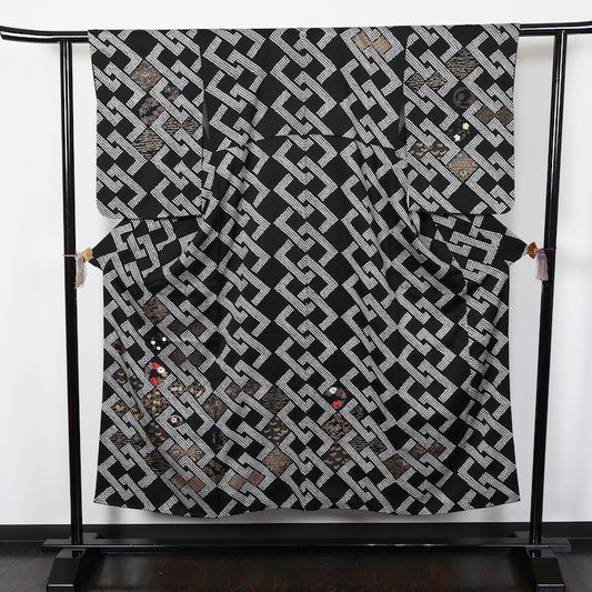 Japanese kimono used <houmongi>-size S silk 100% silk /T99