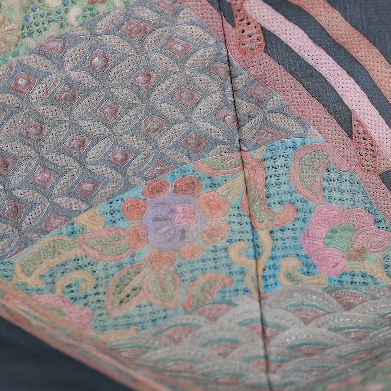 Japanese kimono used <irotome>-size M silk 100% silk /T80