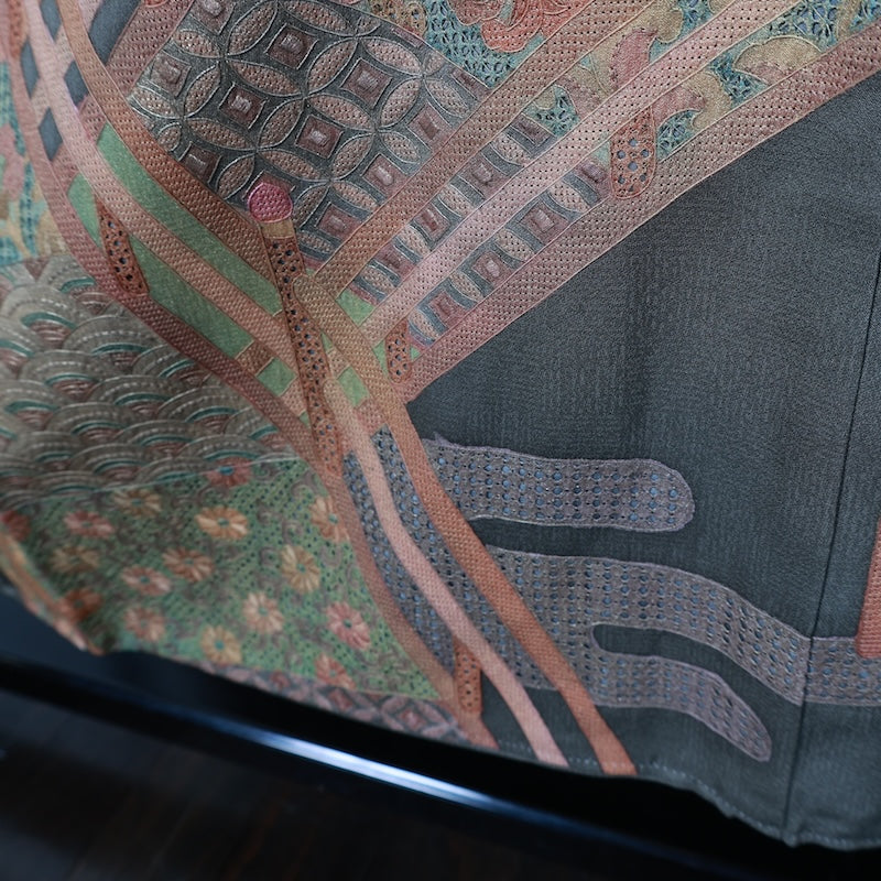 Japanese kimono used <irotome>-size M silk 100% silk /T80