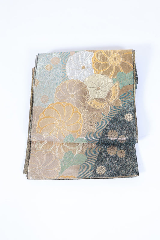 Japanese used sash belt (hukuro-obi) 100% silk /B1117